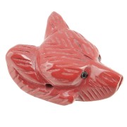 Pendente testa di lupo 35x25 mm in pietra semipreziosa - diaspro rosso x1