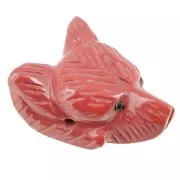 Pendente testa di lupo 35x25 mm in pietra semipreziosa - diaspro rosso x1