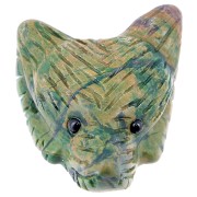 Pendente testa di lupo 35x25 mm in pietra semipreziosa - Giada verde x1