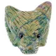 Pendente testa di lupo 35x25 mm in pietra semipreziosa - Giada verde x1