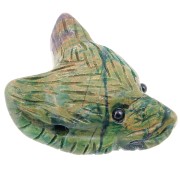 Pendente testa di lupo 35x25 mm in pietra semipreziosa - Giada verde x1