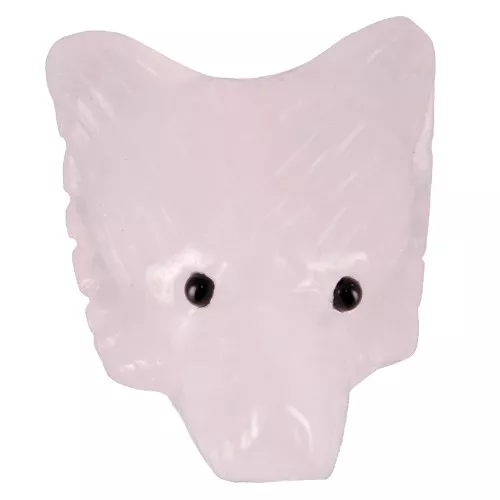 Pendente testa di lupo 35x25 mm in pietra semipreziosa - quarzo rosa x1