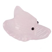 Pendente testa di lupo 35x25 mm in pietra semipreziosa - quarzo rosa x1