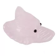 Pendente testa di lupo 35x25 mm in pietra semipreziosa - quarzo rosa x1