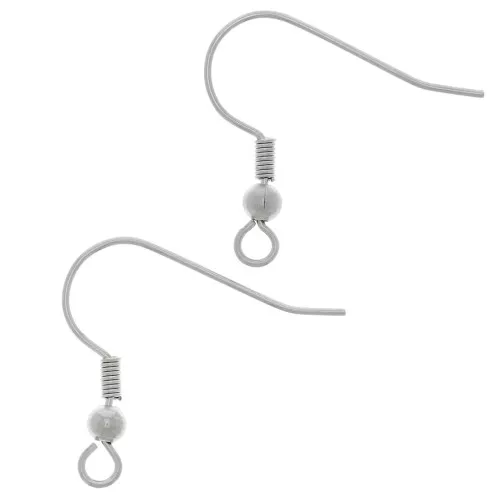 Ganci palline per orecchini mm. 21 rodiato x6