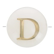 Perla lettera dell'alfabeto rotonda madreperla 8 mm - D - Naturale - Dorato x1|raw }}