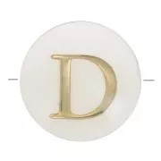 Perla lettera dell'alfabeto rotonda madreperla 8 mm - D - Naturale - Dorato x1