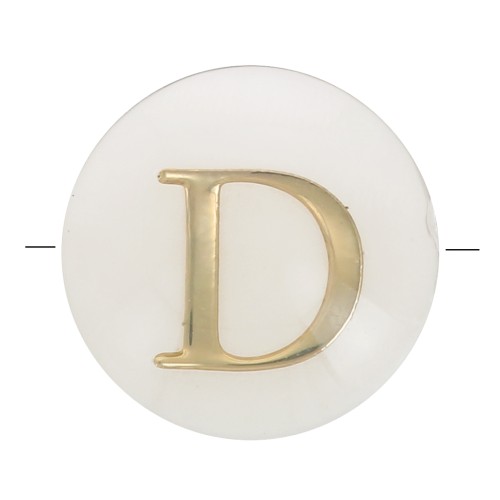 Perla lettera dell'alfabeto rotonda madreperla 8 mm - D - Naturale - Dorato x1