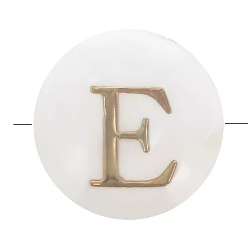 Perla lettera dell'alfabeto rotonda madreperla 8 mm - E - Naturale - Dorato x1