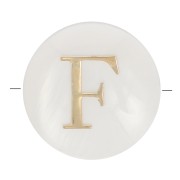 Perla lettera dell'alfabeto rotonda madreperla 8 mm - F - Naturale - Dorato x1|raw }}