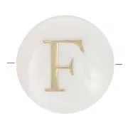 Perla lettera dell'alfabeto rotonda madreperla 8 mm - F - Naturale - Dorato x1