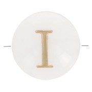 Perla lettera dell'alfabeto rotonda madreperla 8 mm - I - Naturale - Dorato x1