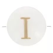 Perla lettera dell'alfabeto rotonda madreperla 8 mm - I - Naturale - Dorato x1