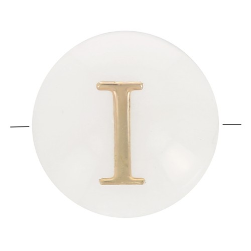 Perla lettera dell'alfabeto rotonda madreperla 8 mm - I - Naturale - Dorato x1