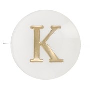 Perla lettera dell'alfabeto rotonda madreperla 8 mm - K - Naturale - Dorato x1