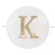 Perla lettera dell'alfabeto rotonda madreperla 8 mm - K - Naturale - Dorato x1