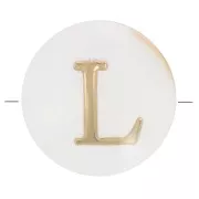 Perla lettera dell'alfabeto rotonda madreperla 8 mm - L -Naturale - Dorato x1