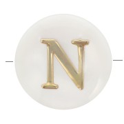 Perla lettera dell'alfabeto rotonda madreperla 8 mm - N - Naturale - Dorato x1|raw }}
