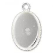 Castone pendente fondo piatto per cabochon 18x13 mm Argento 925