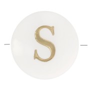 Perla lettera dell'alfabeto rotonda madreperla 8 mm - S - Naturale - Dorato x1|raw }}