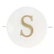 Perla lettera dell'alfabeto rotonda madreperla 8 mm - S - Naturale - Dorato x1