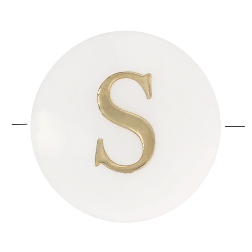 Perla lettera dell'alfabeto rotonda madreperla 8 mm - S - Naturale - Dorato x1