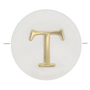 Perla lettera dell'alfabeto rotonda madreperla 8 mm - T - Naturale - Dorato x1