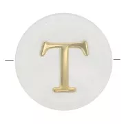 Perla lettera dell'alfabeto rotonda madreperla 8 mm - T - Naturale - Dorato x1