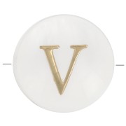 Perla lettera dell'alfabeto rotonda madreperla 8 mm - V - Naturale - Dorato x1|raw }}