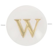 Perla lettera dell'alfabeto rotonda madreperla 8 mm - W - Naturale - Dorato x1