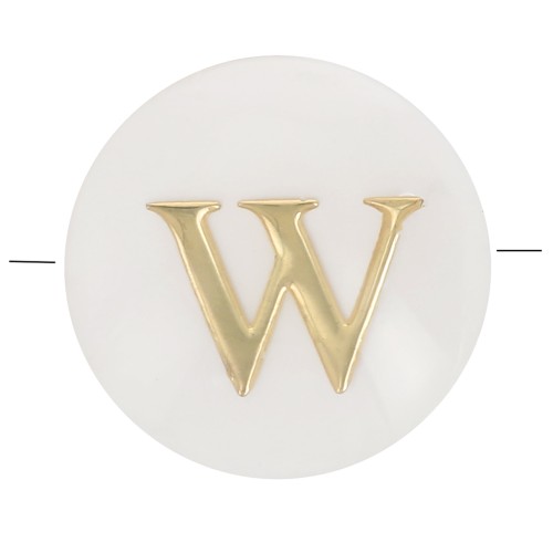 Perla lettera dell'alfabeto rotonda madreperla 8 mm - W - Naturale - Dorato x1