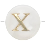 Perla lettera dell'alfabeto rotonda madreperla 8 mm - X - Naturale - Dorato x1|raw }}