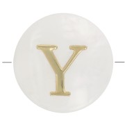 Perla lettera dell'alfabeto rotonda madreperla 8 mm - Y - Naturale - Dorato x1