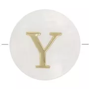 Perla lettera dell'alfabeto rotonda madreperla 8 mm - Y - Naturale - Dorato x1