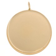 Pendente tondo cabochon a fondo piatto 18mm con anello verticale- gold filled x1|raw }}