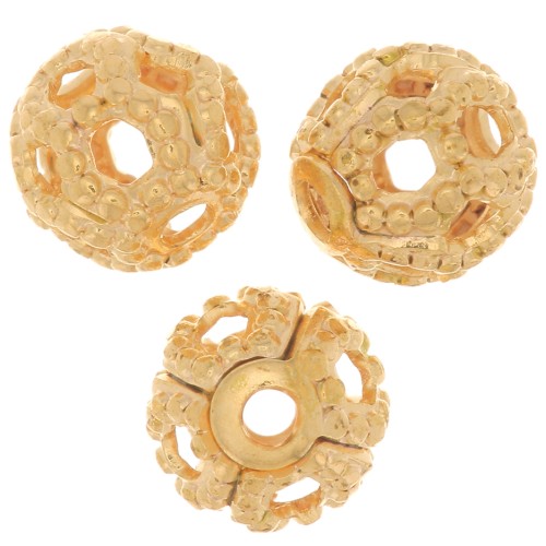 Perline tonde filigranate 4 mm - Dorato con oro fino x20