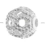 Perline tonde filigranate 4 mm - Placcatura argento fino x20