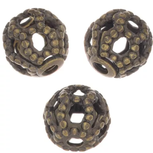 Perline tonde filigranate 4 mm - Bronzo x20