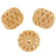 Perline tonde appiattite in filigranate 8x7 mm -Dorato con oro fino x10