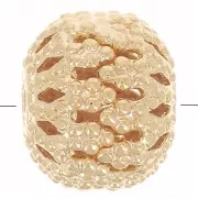 Perline tonde appiattite in filigranate 8x7 mm -Dorato con oro fino x10