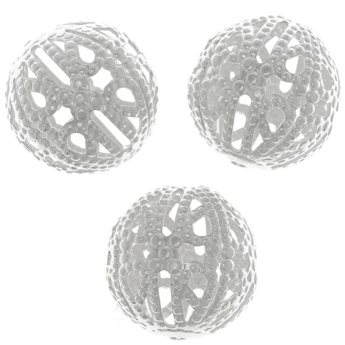 Perline rotonde filigranate 12 mm - Placcatura argento fino x10