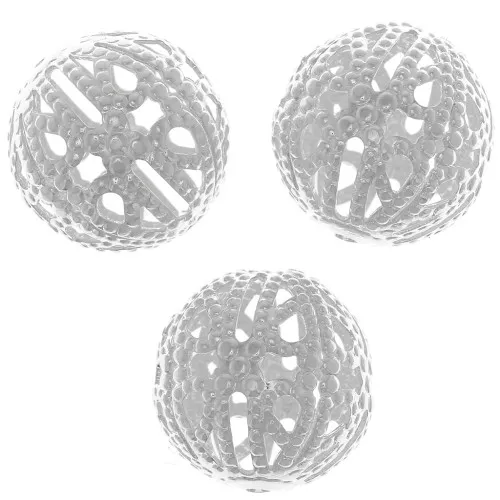 Perline rotonde filigranate 12 mm - Placcatura argento fino x10