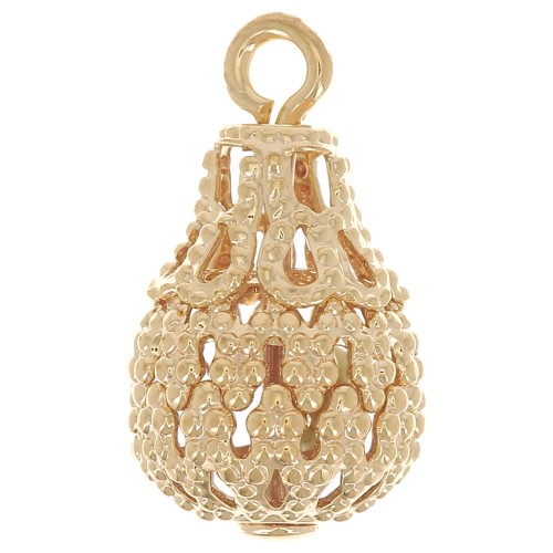 Ciondoli filigranati gocce 14x8 mm -Dorato con oro fino x10