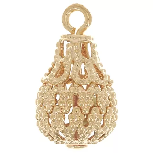 Ciondoli filigranati gocce 14x8 mm -Dorato con oro fino x10