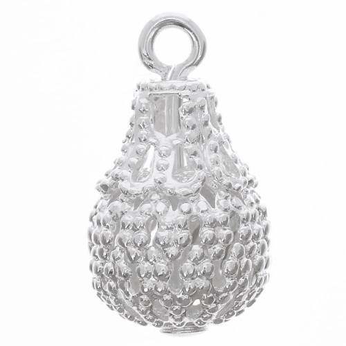 Ciondoli a goccia filigranati 14x8 mm - Placcatura argento fino x10