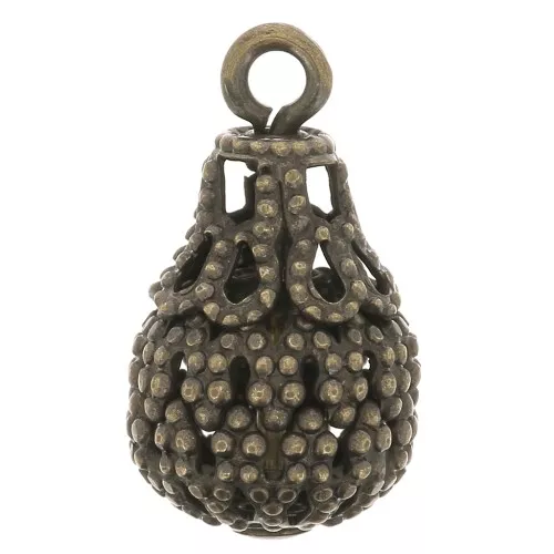 Ciondoli a goccia filigranati 14x8 mm - Bronzo x10