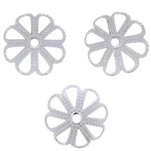 Coppette filigranate 9 mm - Placcatura argento fino x10