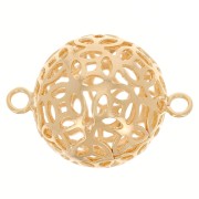 Distanziatore a sfera filigranati a 2 anelli 17x12 mm - Dorato con oro fino x10|raw }}