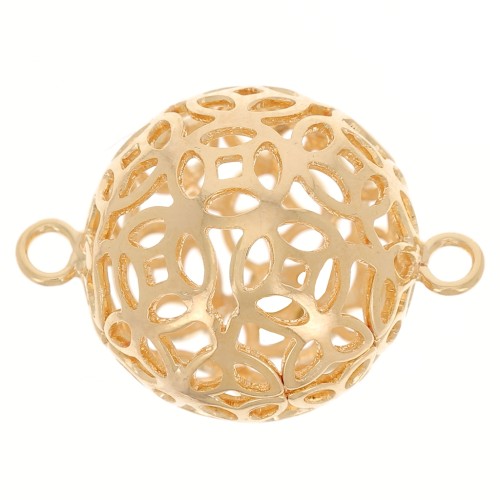 Distanziatore a sfera filigranati a 2 anelli 17x12 mm - Dorato con oro fino x10