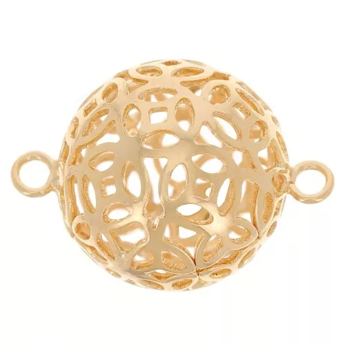 Distanziatore a sfera filigranati a 2 anelli 17x12 mm - Dorato con oro fino x10